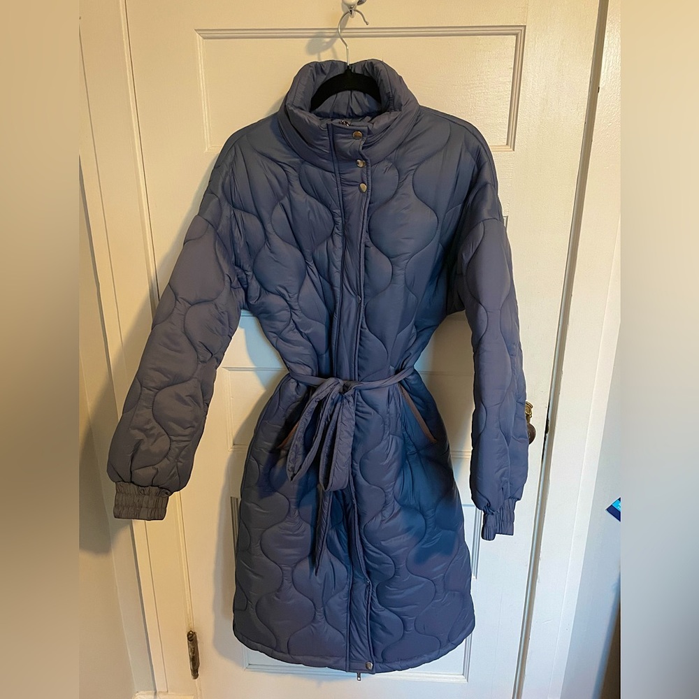Missguided Blue Quilted Puffer Coat